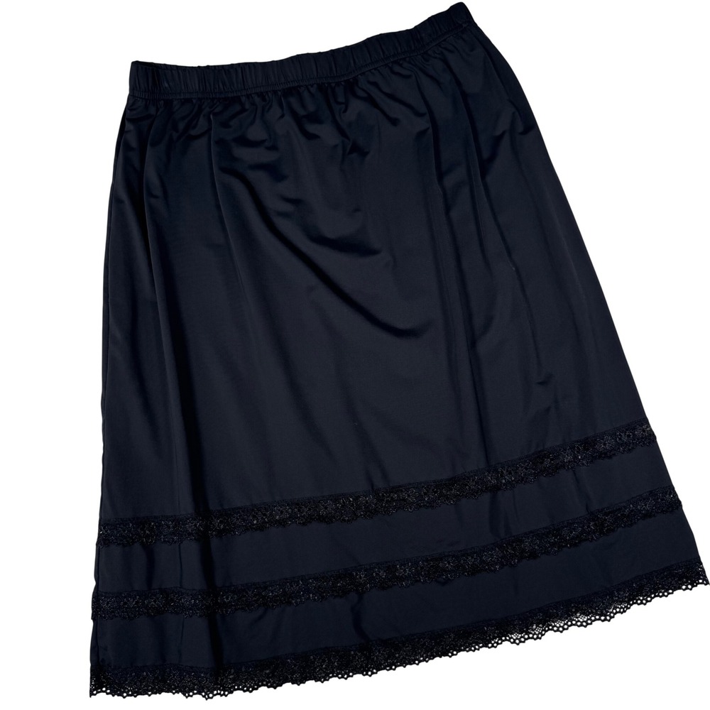 Avidlove Half Slip Women Large Black Lace Trim Elastic Waist Lingerie Skirt